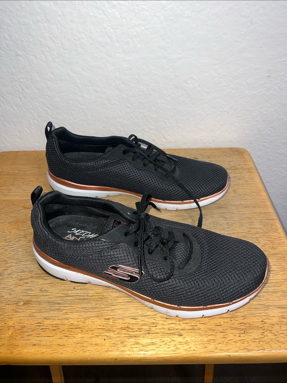 Skechers Men's Black Sneakers with Copper Trim